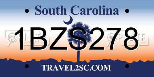 1BZS278 South Carolina License Plate