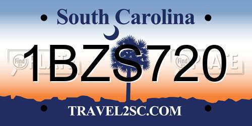 1BZS720 South Carolina License Plate