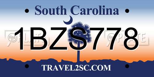 1BZS778 South Carolina License Plate