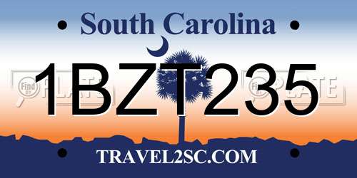 1BZT235 South Carolina License Plate