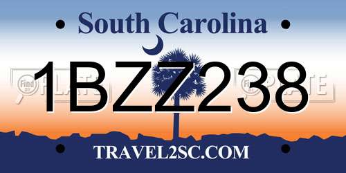 1BZZ238 South Carolina License Plate