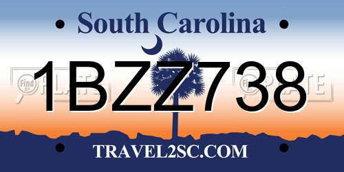 1BZZ738 South Carolina License Plate