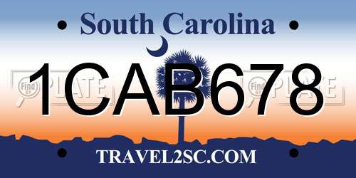 1CAB678 South Carolina License Plate