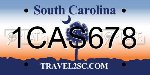 1CAS678 South Carolina License Plate