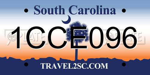 1CCE096 South Carolina License Plate
