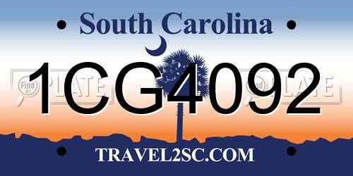 1CG4092 South Carolina License Plate