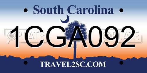 1CGA092 South Carolina License Plate
