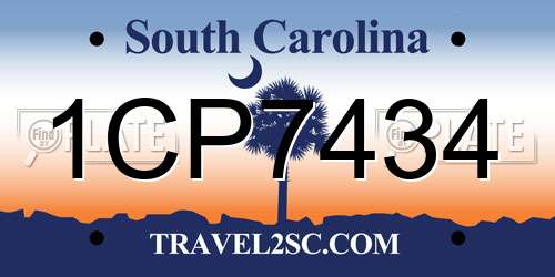 1CP7434 South Carolina License Plate