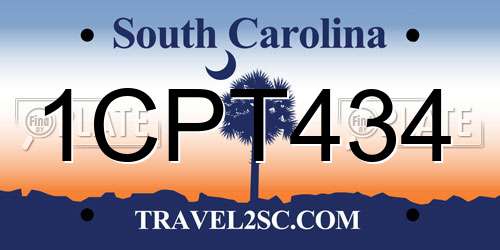 1CPT434 South Carolina License Plate