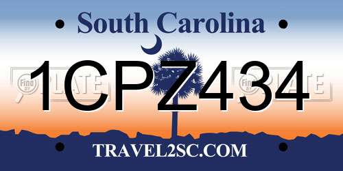 1CPZ434 South Carolina License Plate