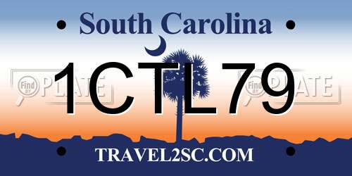 1CTL79 South Carolina License Plate