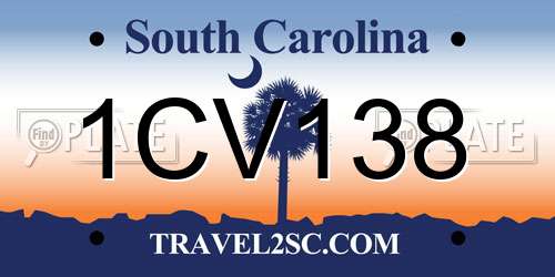 1CV138 South Carolina License Plate