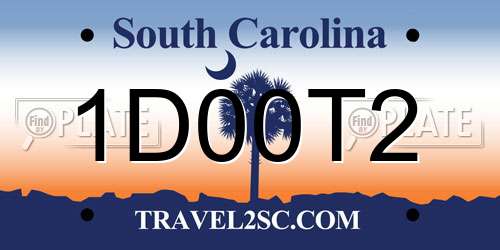 1D00T2 South Carolina License Plate