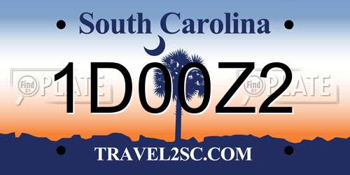 1D00Z2 South Carolina License Plate