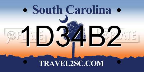 1D34B2 South Carolina License Plate