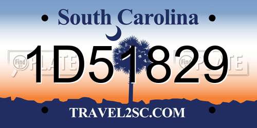 1D51829 South Carolina License Plate