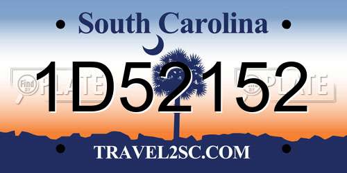 1D52152 South Carolina License Plate