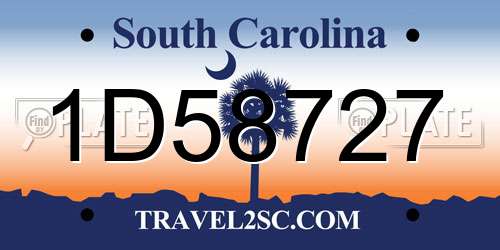 1D58727 South Carolina License Plate