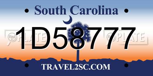 1D58777 South Carolina License Plate