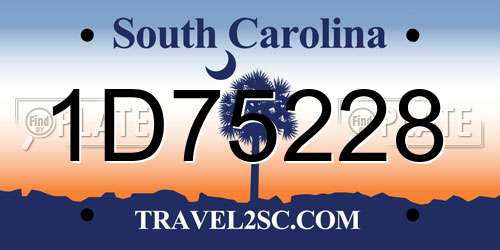 1D75228 South Carolina License Plate
