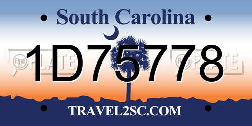 1D75778 South Carolina License Plate