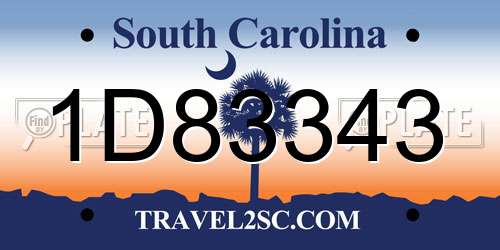 1D83343 South Carolina License Plate