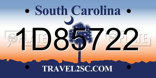 1D85722 South Carolina License Plate