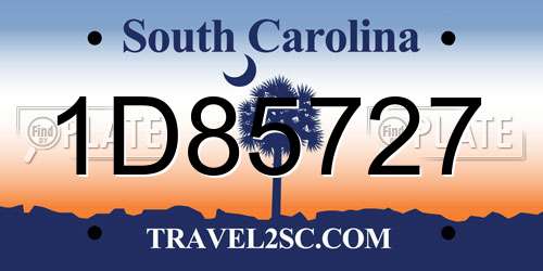 1D85727 South Carolina License Plate