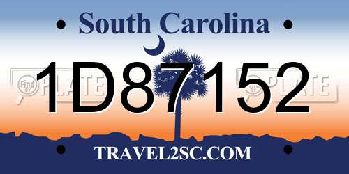 1D87152 South Carolina License Plate