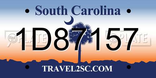 1D87157 South Carolina License Plate