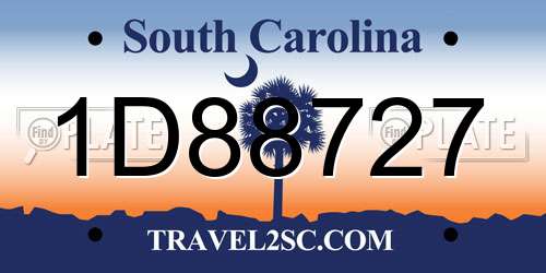 1D88727 South Carolina License Plate