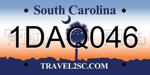 1DAQ046 South Carolina License Plate