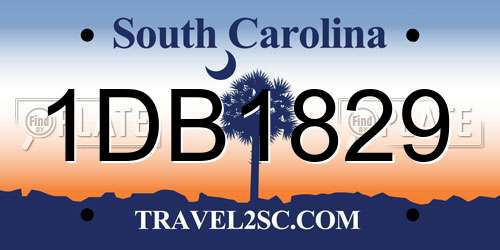 1DB1829 South Carolina License Plate