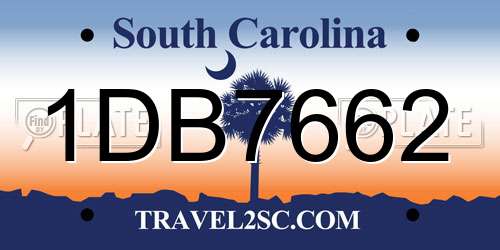1DB7662 South Carolina License Plate