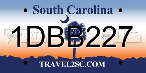 1DBB227 South Carolina License Plate
