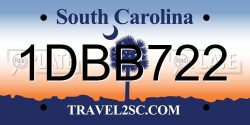 1DBB722 South Carolina License Plate