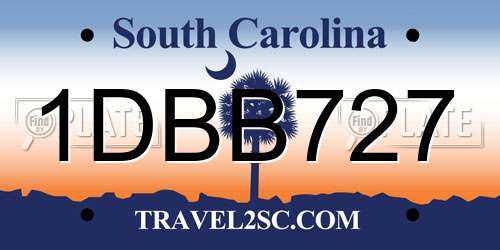 1DBB727 South Carolina License Plate
