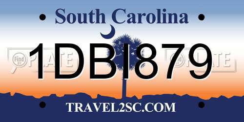 1DBI879 South Carolina License Plate
