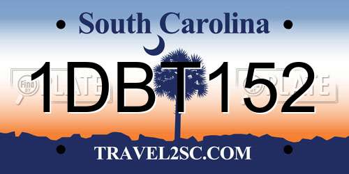 1DBT152 South Carolina License Plate