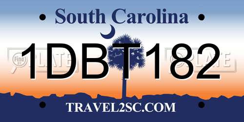 1DBT182 South Carolina License Plate