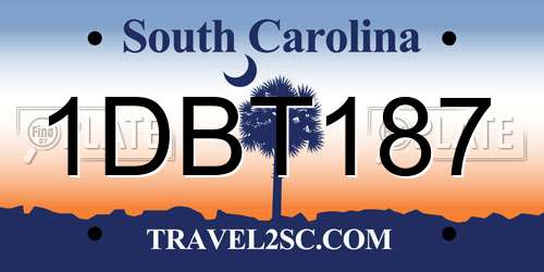 1DBT187 South Carolina License Plate