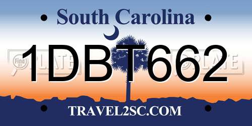 1DBT662 South Carolina License Plate