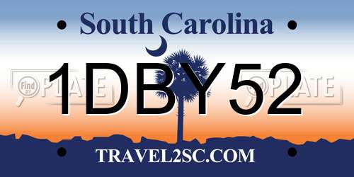 1DBY52 South Carolina License Plate