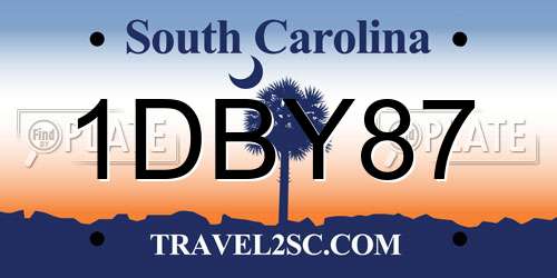 1DBY87 South Carolina License Plate