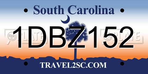 1DBZ152 South Carolina License Plate