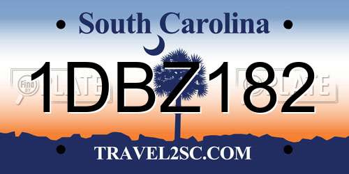 1DBZ182 South Carolina License Plate