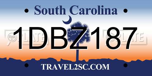 1DBZ187 South Carolina License Plate