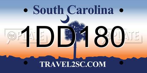 1DD180 South Carolina License Plate