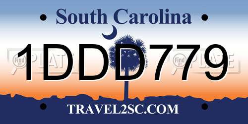 1DDD779 South Carolina License Plate