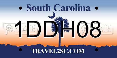 1DDH08 South Carolina License Plate